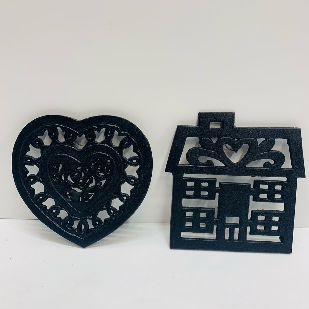 Cast Iron Trivet Ornate Heart Kitchen Decor Hot Pot Stand